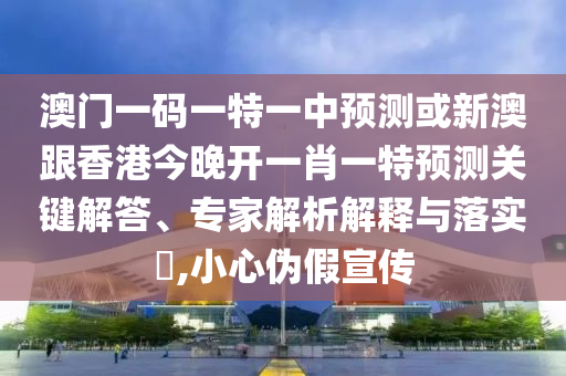 澳门一码一特一中预测或新澳跟香港今晚开一肖一特预测关键解答、专家解析解释与落实,小心伪假宣传